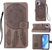 Voor Xiaomi Mi 11 Lite Dream Catcher Afdrukken Horizontale lederen flip-hoes met houder & kaartsleuven & portemonnee & lanyard (grijs)