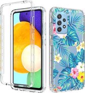 Voor Samsung Galaxy A52 5G / 4G 2 in 1 hoog transparant geverfd schokbestendig PC + TPU beschermhoes (bananenblad)