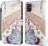 Voor Samsung Galaxy A51 4G Marmer Horizontaal Flip TPU + PU lederen hoesje met houder & kaartsleuven & portemonnee & fotolijst & lanyard (bloemtextuur)