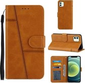 Stiksels Kalfsstructuur Gesp Horizontale Flip Leren Case met Houder & Kaartsleuven & Portemonnee & Lanyard Voor iPhone 12 mini (Geel)