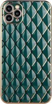 Electroplated Rhombic Pattern Sheepskin TPU beschermhoes voor iPhone 11 Pro Max (donkergroen)