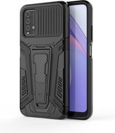 Voor Xiaomi Redmi Note 9 4G War Chariot Series Armor All-inclusive schokbestendige pc + TPU beschermhoes met onzichtbare houder (zwart)