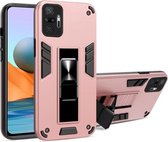 Voor Samsung Galaxy S21 5G 2 in 1 PC + TPU schokbestendige beschermhoes met onzichtbare houder (roségoud)