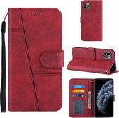 Stiksels Kalfsstructuur Gesp Horizontale Flip Leren Case met Houder & Kaartsleuven & Portemonnee & Lanyard Voor iPhone 11 Pro Max (Rood)