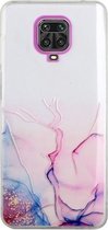 Voor Xiaomi Redmi Note 9 Pro hol marmerpatroon TPU nauwkeurig gat beschermhoes (roze)