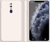 Voor OPPO A9 / A9X / F11 effen kleur imitatie vloeibare siliconen rechte rand valbestendige volledige dekking beschermhoes (wit)