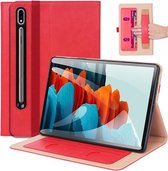 Voor Samsung Galaxy Tab S7 / T870 Business Retro PU horizontale flip lederen tas met houder & kaartsleuven en draagriem (rood)