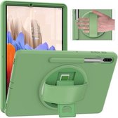 Voor Samsung Galaxy Tab S7 + SM-T970 360 graden rotatie PC + TPU beschermhoes met houder & polsband & penhouder (groen)