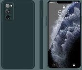 Voor Samsung Galaxy S20 FE effen kleur imitatie vloeibare siliconen rechte rand valbestendige volledige dekking beschermhoes (donkergroen)