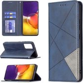 Voor Samsung Galaxy A82 5G Rhombus Texture Horizontale Flip Magnetische Leren Case met Houder & Kaartsleuven (Blauw)