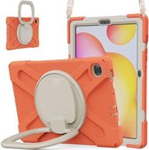Voor Samsung Galaxy Tab S6 Lite P610 siliconen + pc beschermhoes met houder en schouderband (koraal oranje)