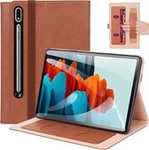Voor Samsung Galaxy Tab S7 / T870 Business Retro PU horizontale Flip lederen tas met houder & kaartsleuven & draagriem (bruin)