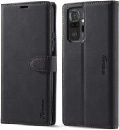 Voor Xiaomi Redmi Note 10 Forwenw F1 Serie Mat Sterk Magnetisme Horizontale Flip Leren Case met Houder & Kaartsleuven & Portemonnee & Fotolijst (Zwart)
