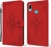 For Honor 10i / Honor 20 Lite Reliëf Fortune Flower Pattern Horizontale Flip lederen tas met houder & kaartsleuf & portemonnee & lanyard (rood)