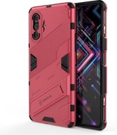 Voor Geschikt voor Xiaomi Redmi K40 Gaming Punk Armor 2 in 1 PC + TPU schokbestendig hoesje met onzichtbare houder (lichtrood)