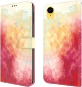 Aquarel patroon horizontale flip lederen hoes met houder & kaartsleuf & portemonnee voor iPhone XR (lente kersen)