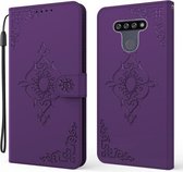 Voor LG K51 Reliëf Fortune Bloempatroon Horizontale Flip Leren Case met Houder & Kaartsleuf & Portemonnee & Lanyard (Paars)