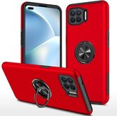 Voor OPPO A93 4G PC + TPU schokbestendige magnetische beschermhoes met onzichtbare ringhouder (rood)