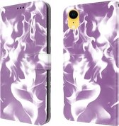 Cloud Fog Pattern horizontale flip lederen hoes met houder & kaartsleuf & portemonnee voor iPhone XR (paars)