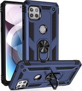 Voor Motorola Moto One 5G Ace schokbestendig TPU + pc-beschermhoes met 360 graden roterende houder (blauw)