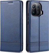Voor Xiaomi Mi 11 Pro AZNS Magnetische Kalfsstructuur Horizontale Flip Leren Case met Kaartsleuven & Houder & Portemonnee (Blauw)