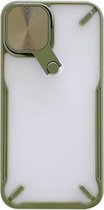 360 graden rotatie 2 in 1 pc + TPU schokbestendige behuizing met metalen spiegellensafdekking en houderfuncties voor iPhone 12 mini (legergroen)