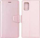 Voor Samsung Galaxy A51 Zijden Textuur Horizontale Flip Leren Case met Houder & Kaartsleuven & Portemonnee & Fotolijst (Rose Goud)