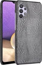 Voor Samsung Galaxy A32 4G Europese versie Shockproof Crocodile Texture PC + PU Case (Zwart)