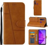 Voor OPPO Realme 5 / 6i Stiksels Kalf Textuur Gesp Horizontale Flip Leren Case met Houder & Kaartsleuven & Portemonnee & Lanyard (Geel)