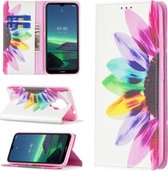 Voor Nokia 1.4 Gekleurde Tekening Patroon Onzichtbare Magnetische Horizontale Flip PU Lederen Case met Houder & Kaartsleuven & Portemonnee (Zon Bloem)