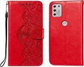 Voor Motorola Moto G Stylus (2021) Flower Vine Embossing Pattern Horizontale Flip Leather Case met Card Slot & Holder & Wallet & Lanyard (Red)