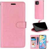 Pure kleur horizontale flip PU lederen tas met houder & kaartsleuven & portemonnee & fotolijst voor iPhone 12/12 Pro (roze)