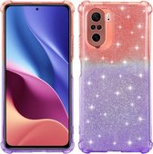 Voor Xiaomi Redmi K40 / K40 Pro Gradient Glitter Poeder Schokbestendig TPU Beschermhoes (Oranje Paars)