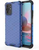 Voor Xiaomi Redmi Note 10 4G schokbestendige honingraat pc + TPU-hoes (blauw)