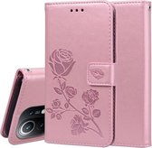 Voor Geschikt voor Xiaomi Mi 11 Lite Rose reliëf horizontale flip PU lederen tas met houder & kaartsleuven & portemonnee (rose goud)