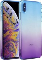 Rechte rand kleurverloop TPU beschermhoes voor iPhone XS Max (blauw paars)