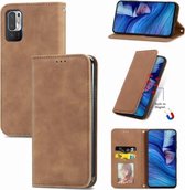 Voor Xiaomi Redmi Note10 5G Retro Skin Feel Business Magnetische Horizontale Flip Leren Case Met Houder & Kaartsleuven & Portemonnee & Fotolijst (Bruin)