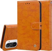 Voor Xiaomi Redmi K40 / K40 Pro Zakelijke Stijl Olie Wax Textuur Horizontale Flip Leren Case met Houder & Kaartsleuven & Portemonnee (Geel)