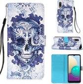 Voor Samsung Galaxy A02 / M02 3D Schilderen Horizontale Flip Leren Case met Houder & Kaartsleuf & Portemonnee & Lanyard (Cloud Ghost Head)