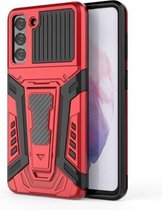 Voor Samsung Galaxy S21 5G War Chariot Series Armor All-inclusive schokbestendige pc + TPU beschermhoes met onzichtbare houder (rood)