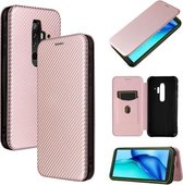 Voor Blackview BV6300 Pro Carbon Fiber Texture Magnetische Horizontale Flip TPU + PC + PU Leather Case met Card Slot (Pink)
