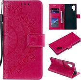 Voor Samsung Galaxy A32 5G Totem Bloem Reliëf Horizontale Flip TPU + PU Leren Case met Houder & Kaartsleuven & Portemonnee (Rood)