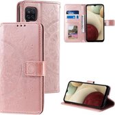 Voor Samsung Galaxy A42 5G Totem Bloem Reliëf Horizontale Flip TPU + PU Lederen Case met Houder & Kaartsleuven & Portemonnee (Rose Goud)