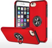 PC + TPU schokbestendige magnetische beschermhoes met onzichtbare ringhouder voor iPhone 6 (rood)