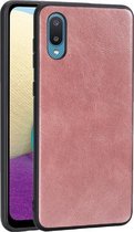 Voor Samsung Galaxy A02 Crazy Horse getextureerd kalfsleer PU + pc + TPU-hoesje (roségoud)