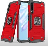 Voor Huawei Y9s magnetisch pantser schokbestendig TPU + pc-hoesje met metalen ringhouder (rood)