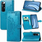 Voor Geschikt voor Xiaomi Mi 10S Mandala bloem reliëf horizontale flip lederen tas met beugel / kaartsleuf / portemonnee / lanyard (blauw)