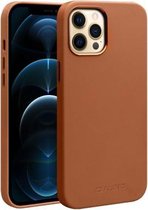 QIALINO schokbestendig Magsafe-hoesje van nappaleer voor iPhone 12 Pro Max (bruin)