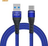 ENKAY Hat-Prince ENK-CB108 USB naar USB Type-C nylon geweven stof textuur snel opladen datakabel, lengte: 1m (blauw)