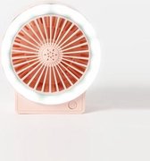 USB opladen opvouwbare ventilator met lamp Student nachtkastje ventilator met gsm-houder (roze)